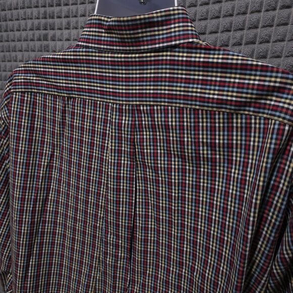 Button Long Sleeve Collared Shirt MensXL Colorful Plaid Lightweight Cotton Dress - Picture 14 of 16